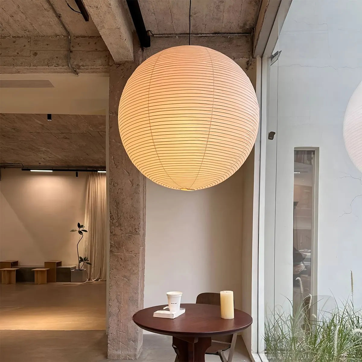 Japanese Style Spherical Paper Pendant Light for Living Room | Desfino