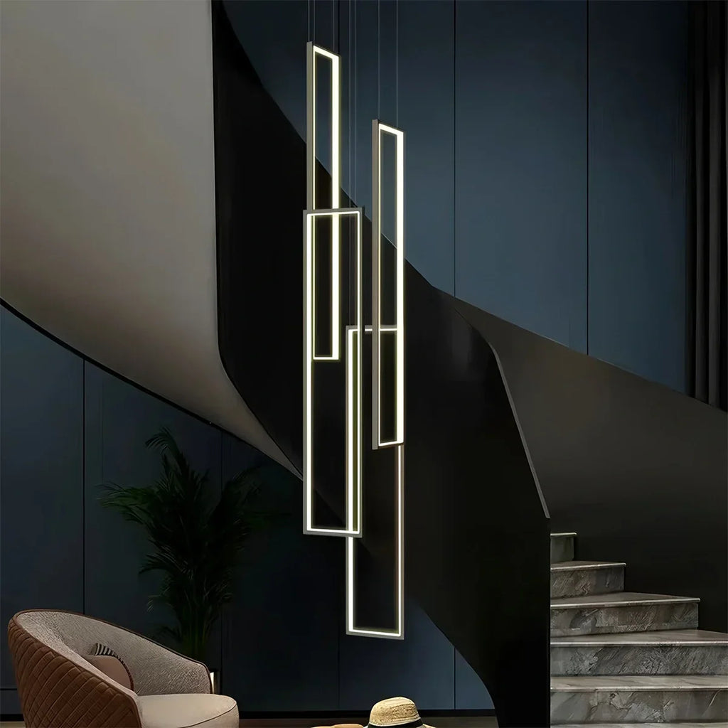 Aldarj Rectangular LED Staircase Chandelier | Desfino
