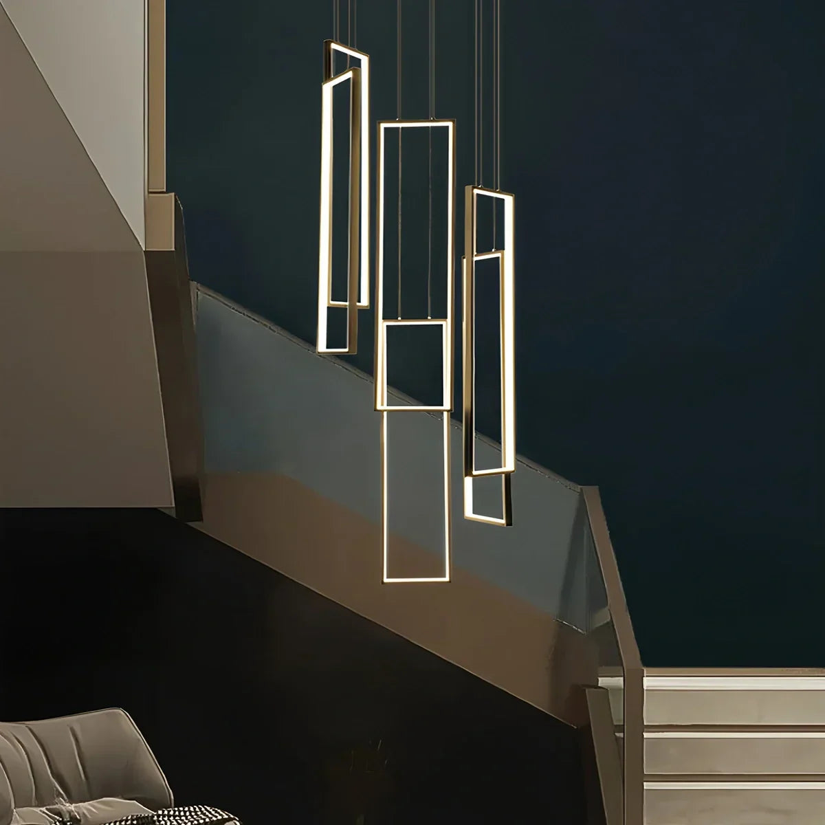 Aldarj Rectangular LED Staircase Chandelier | Desfino