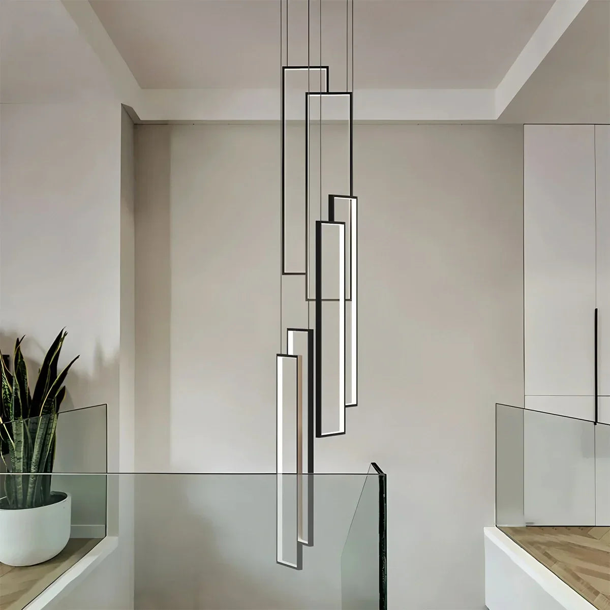 Aldarj Rectangular LED Staircase Chandelier | Desfino