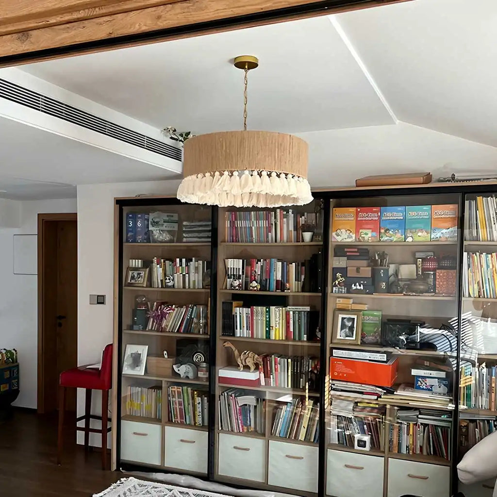 Boho-Vintage-Hängeleuchte mit Jutefransen | Desfino