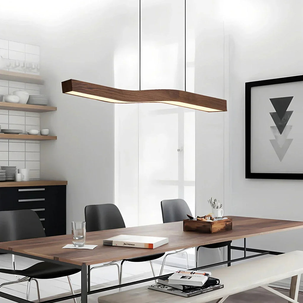 Woodgrain Linear Pendant Light for Kitchen | Desfino