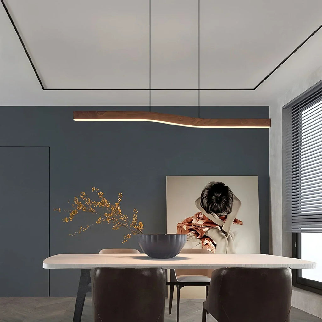 Woodgrain Linear Pendant Light for Kitchen | Desfino