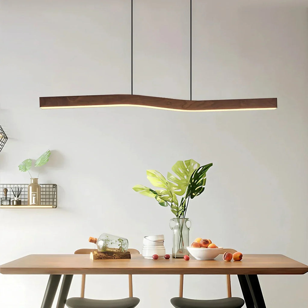 Woodgrain Linear Pendant Light for Kitchen | Desfino
