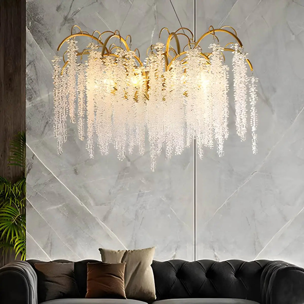Crystal Tassel Chandelier for Living Room | Desfino