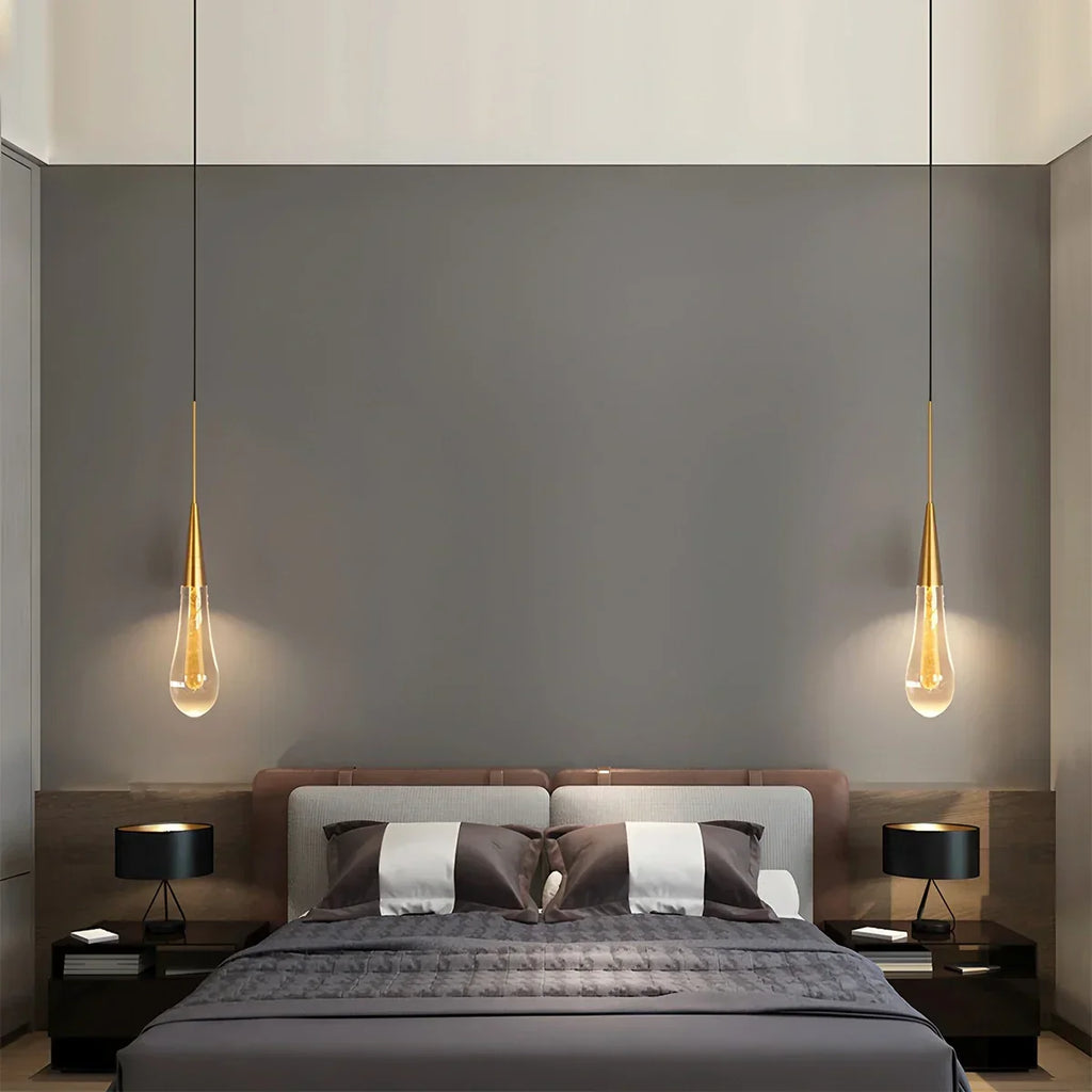 Drop Crystal Chrome Pendant Light for Bedroom | Desfino