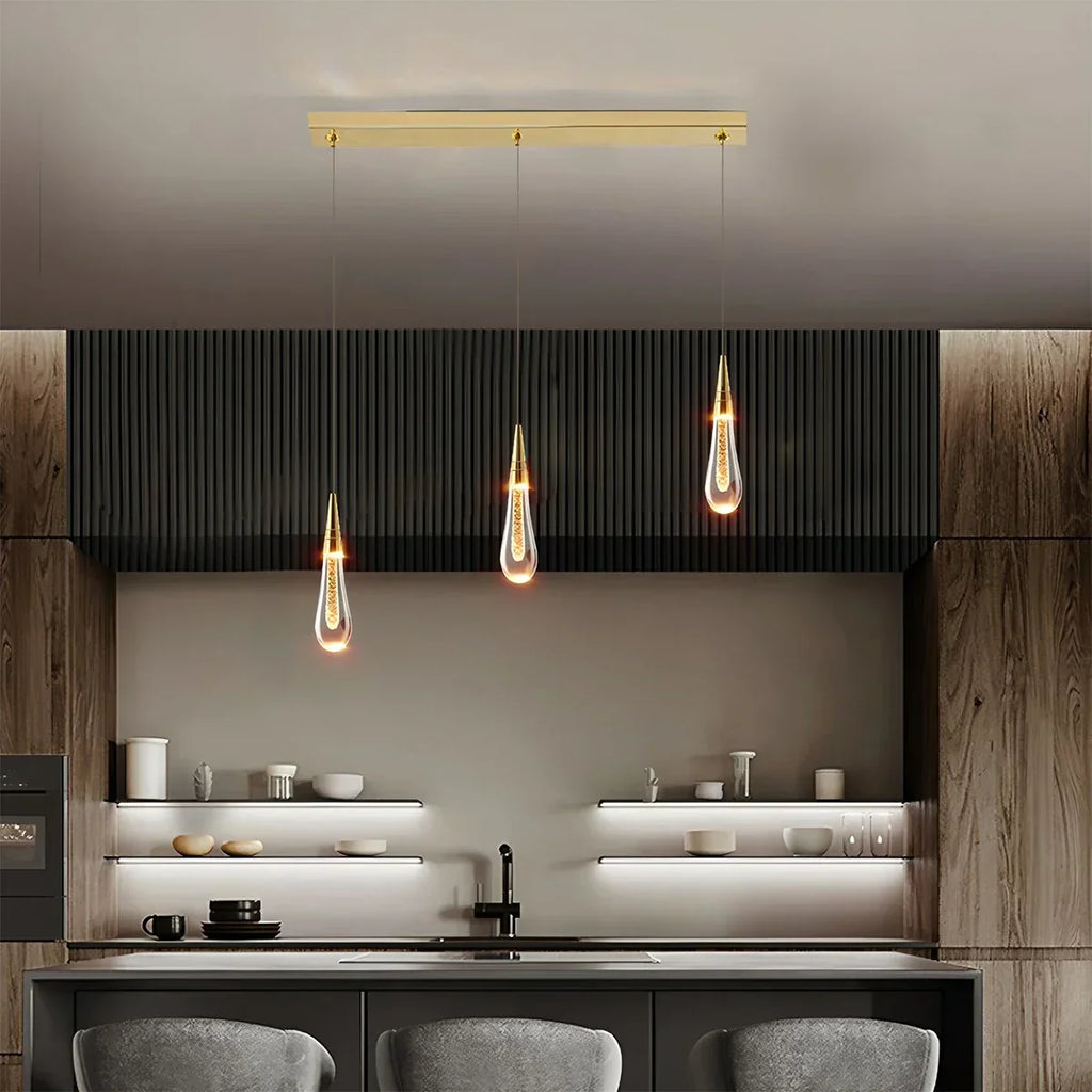 Drop Crystal Chrome Pendant Light for Bedroom | Desfino