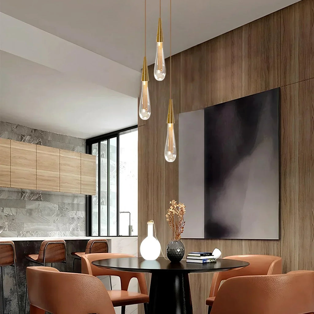 Drop Crystal Chrome Pendant Light for Bedroom | Desfino