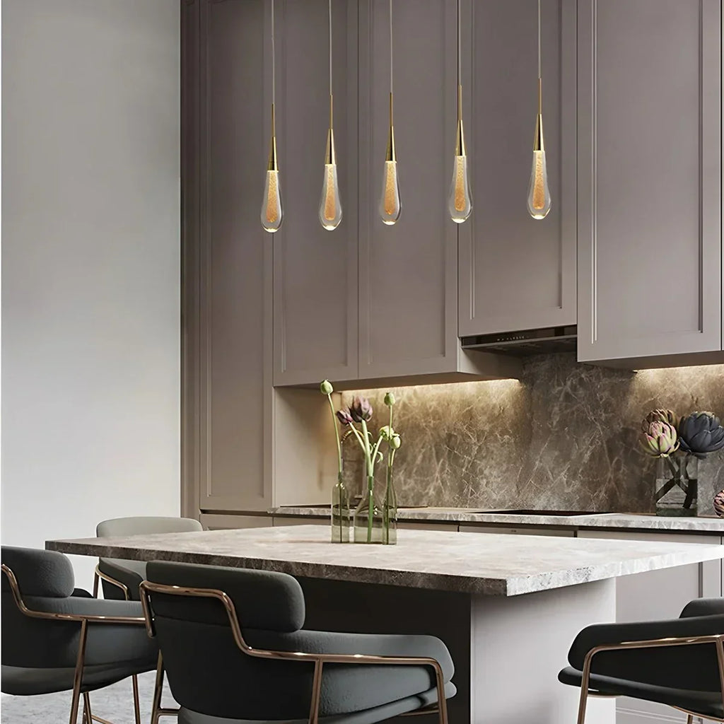 Drop Crystal Chrome Pendant Light for Bedroom | Desfino