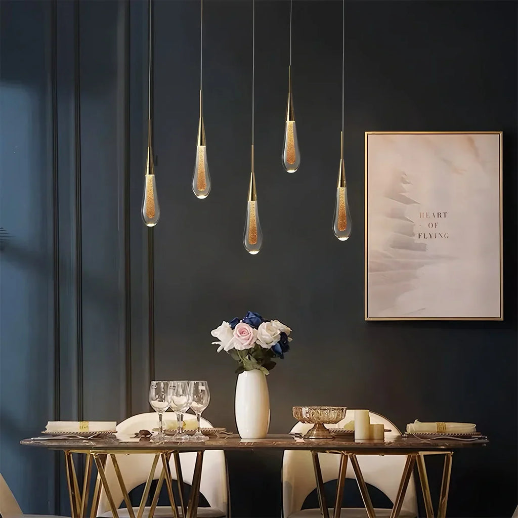 Drop Crystal Chrome Pendant Light for Bedroom | Desfino