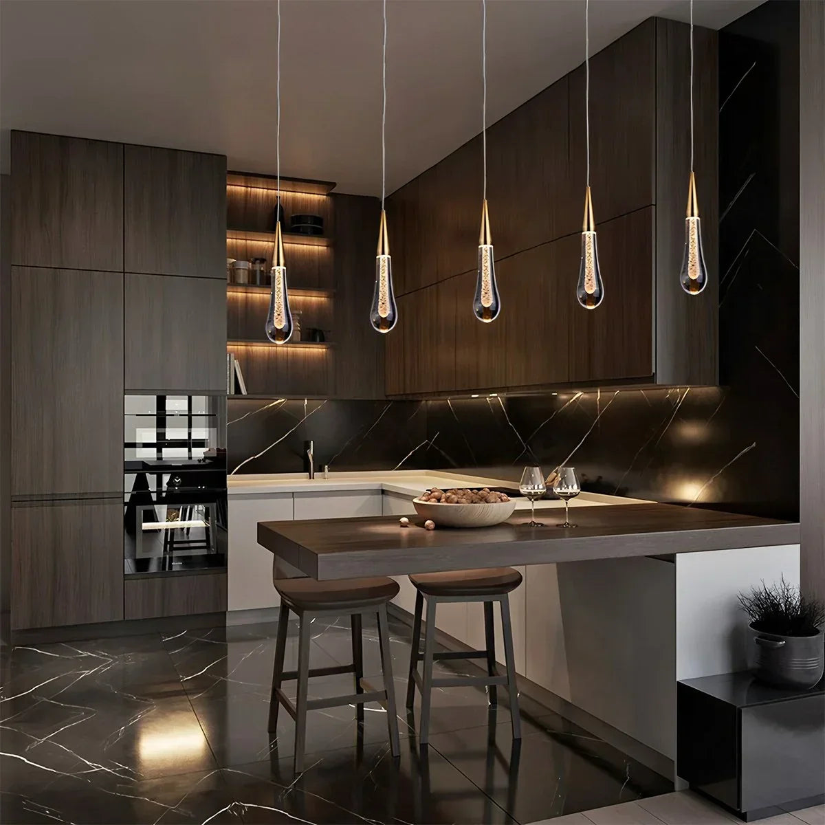 Drop Crystal Chrome Pendant Light for Bedroom | Desfino