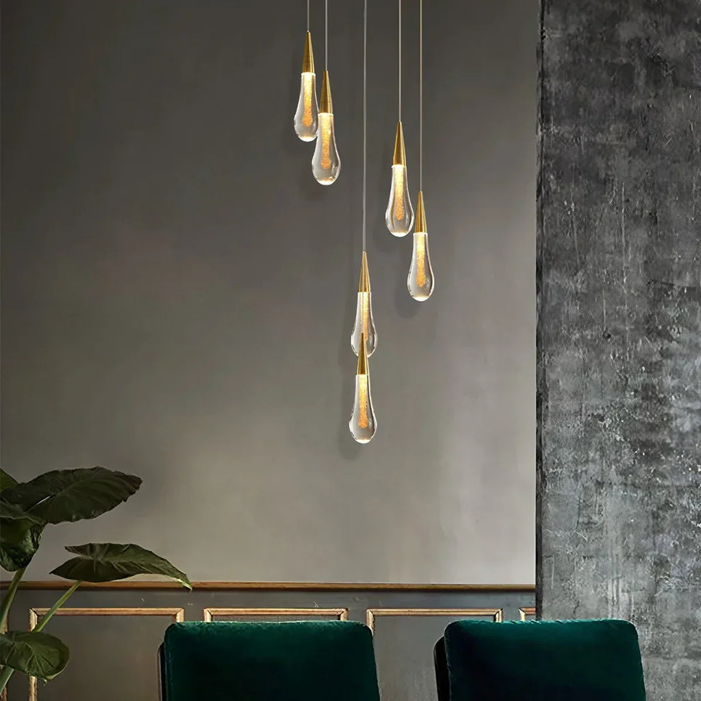 Drop Crystal Chrome Pendant Light for Bedroom | Desfino