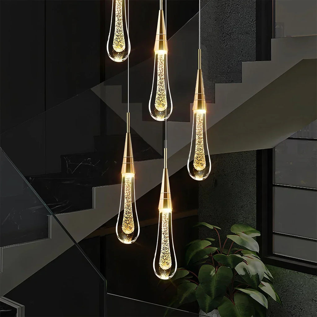 Drop Crystal Chrome Pendant Light for Bedroom | Desfino