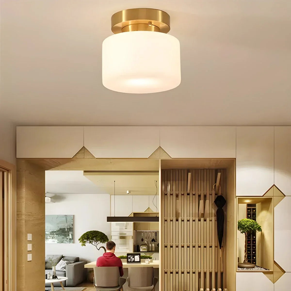 European Style Copper Glass Ceiling Lamp-D | Desfino
