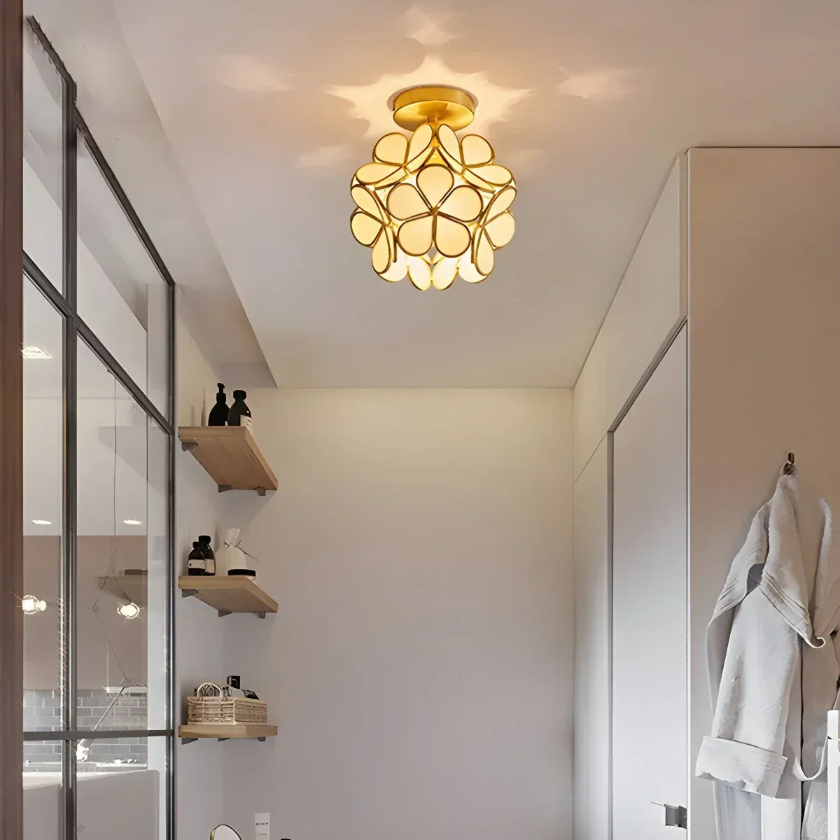 Deckenleuchte aus Kupfer und Glas im europäischen Stil-E | Desfino