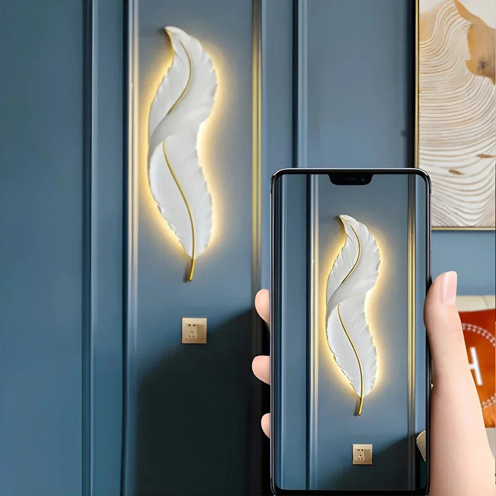 Feather Wall Lamp for Bedroom Living Room | Desfino