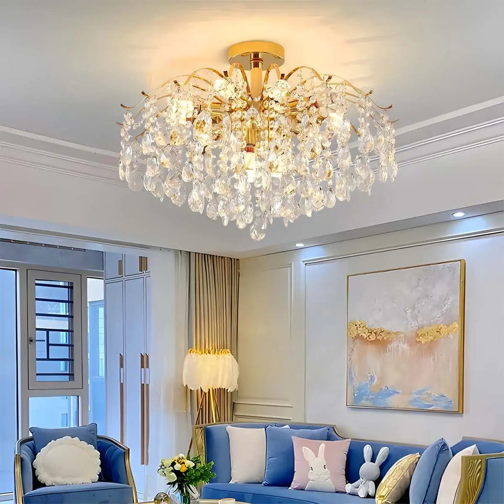 French Vintage Crystal Ceiling Chandelier | Desfino