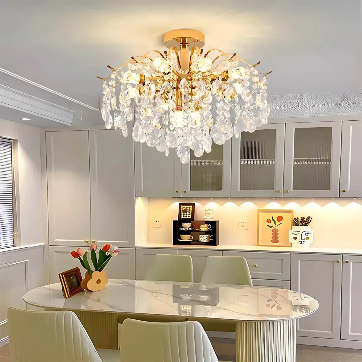 French Vintage Crystal Ceiling Chandelier | Desfino