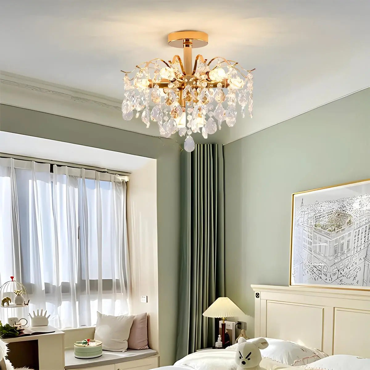 French Vintage Crystal Ceiling Chandelier | Desfino