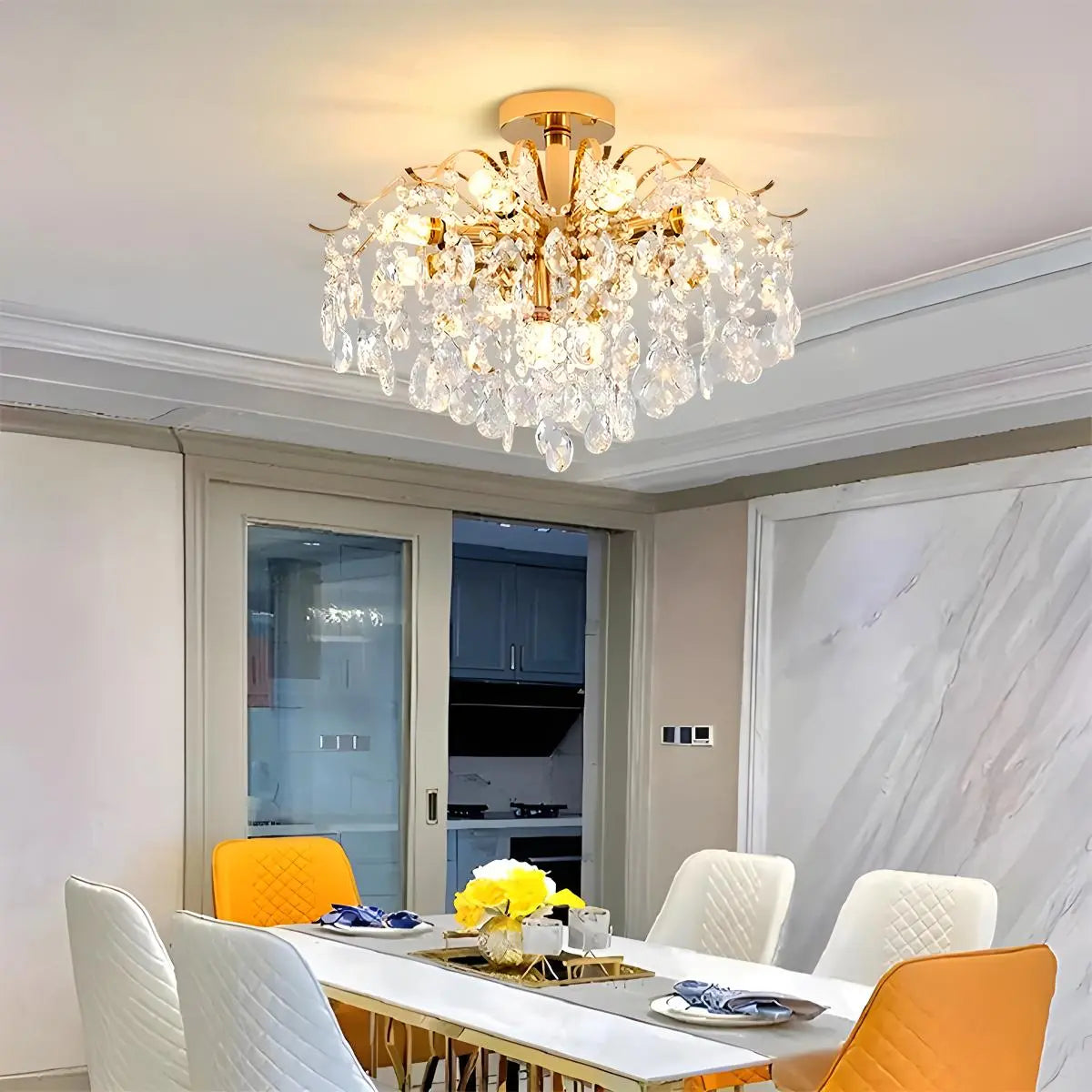 French Vintage Crystal Ceiling Chandelier | Desfino