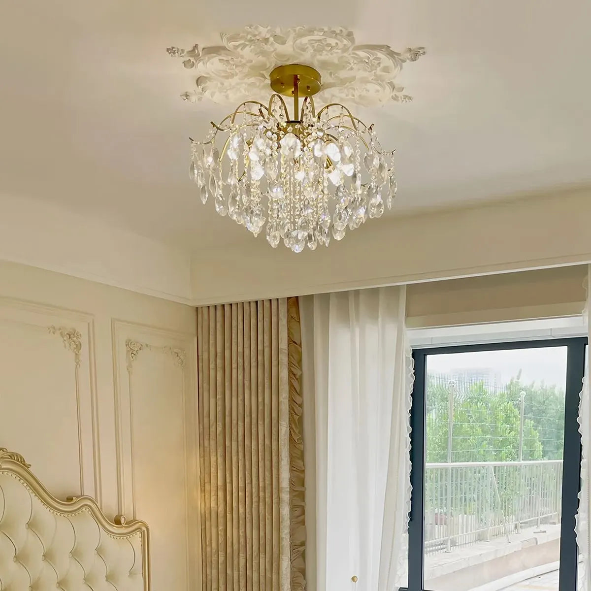 French Vintage Crystal Ceiling Chandelier | Desfino