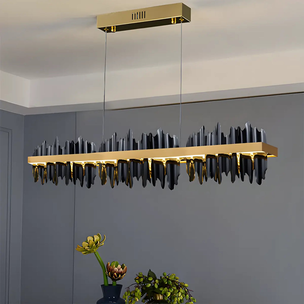 Iceberg Linear Chandelier-Black & Gold | Desfino
