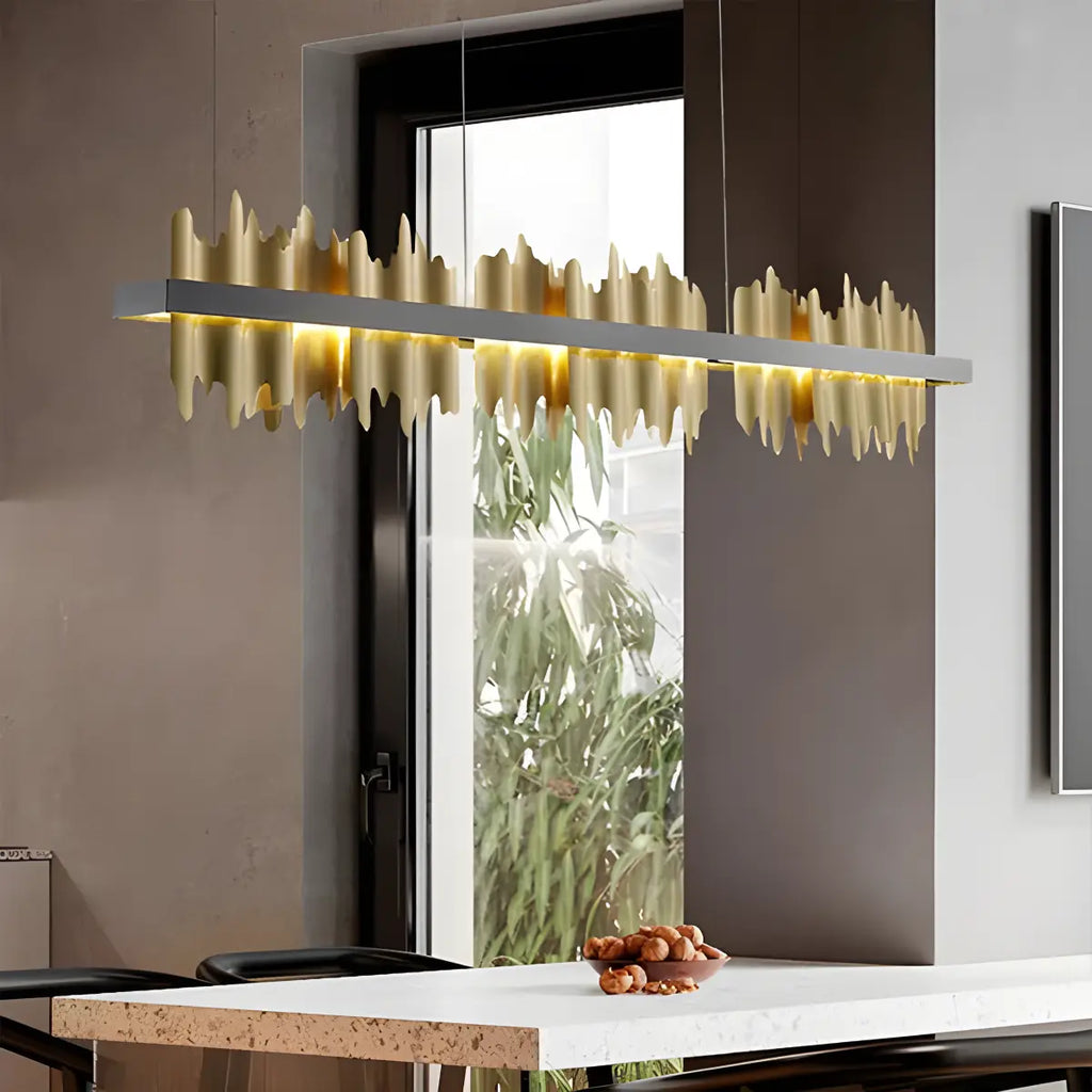 Iceberg Linear Chandelier-Black & Gold | Desfino