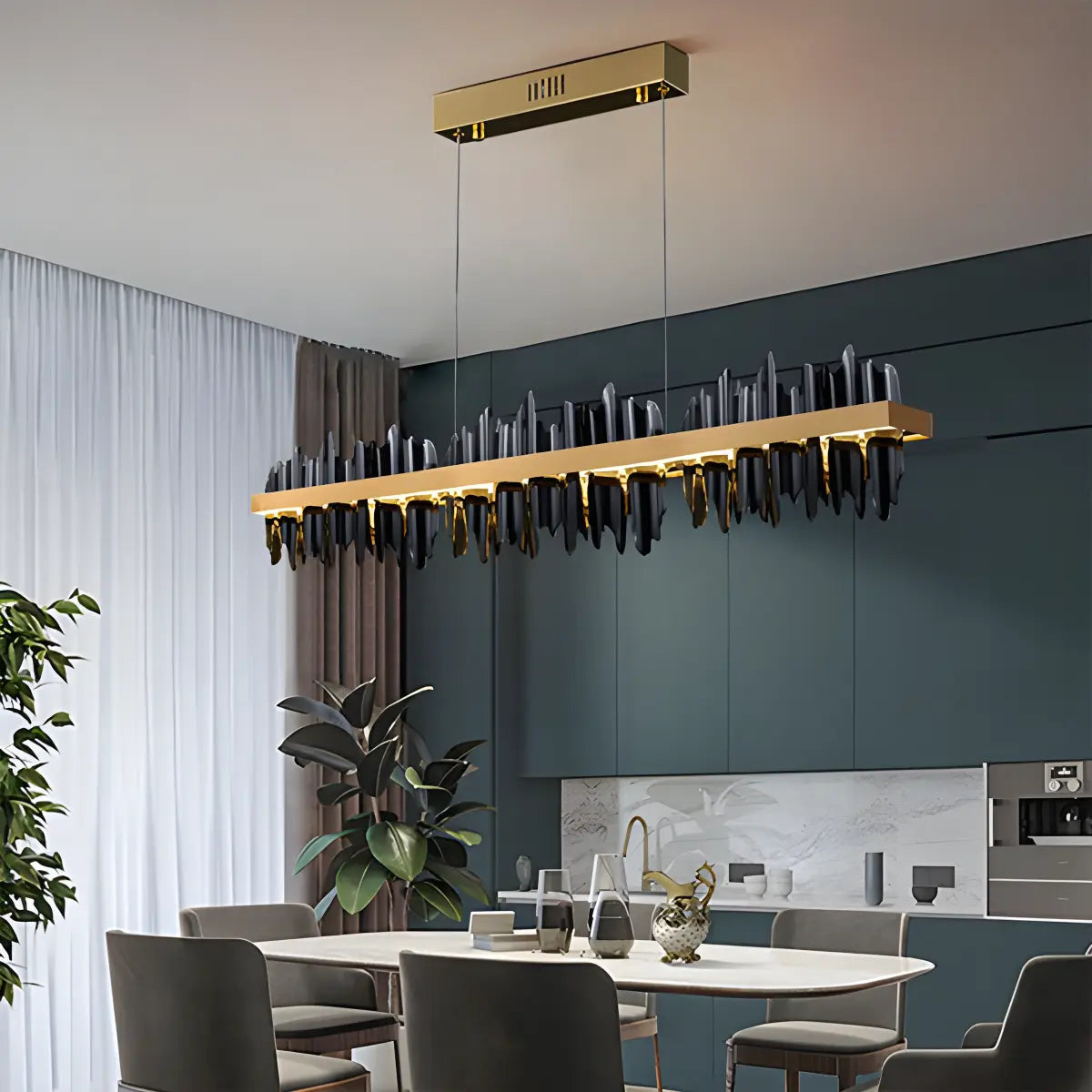 Iceberg Linear Chandelier-Black & Gold | Desfino
