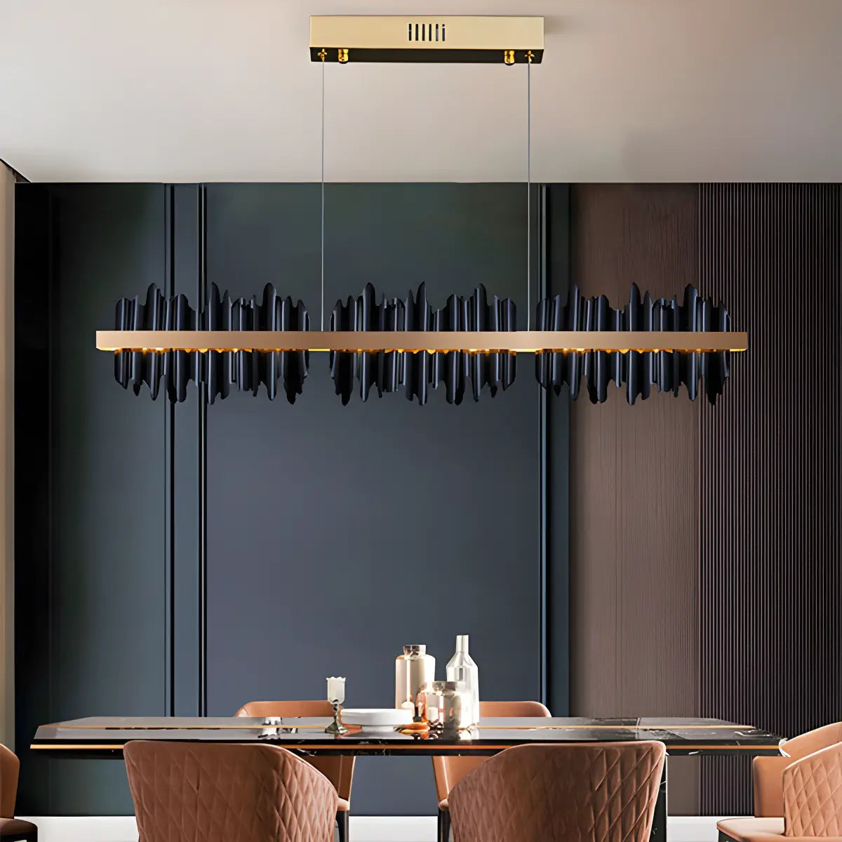 Iceberg Linear Chandelier-Black & Gold | Desfino