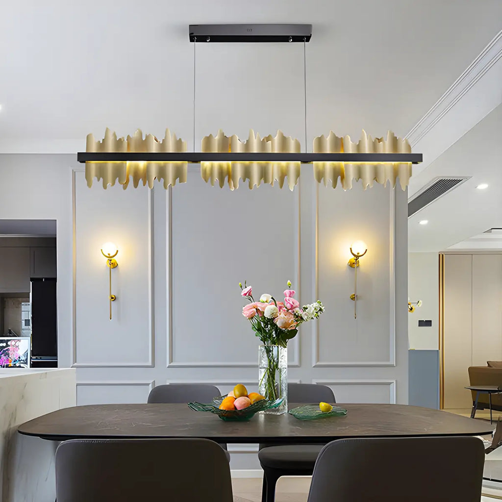 Iceberg Linear Chandelier-Black & Gold | Desfino