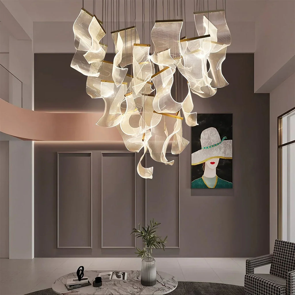 Large Luxury Art Chandelier for High Ceiling Living Room | Desfino