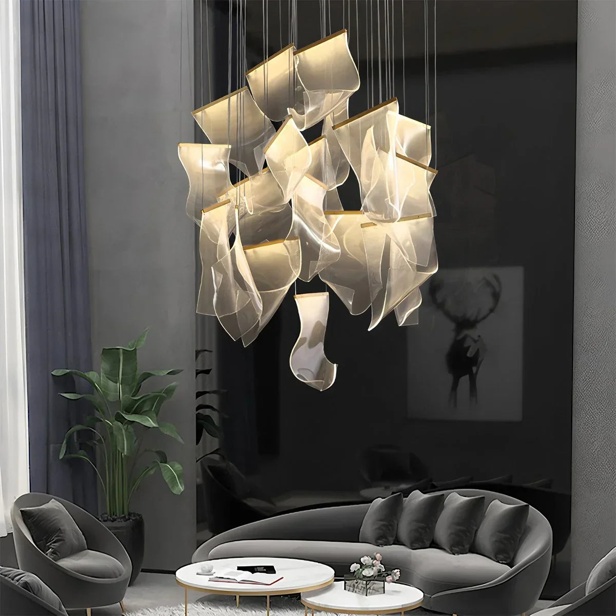 Large Luxury Art Chandelier for High Ceiling Living Room | Desfino