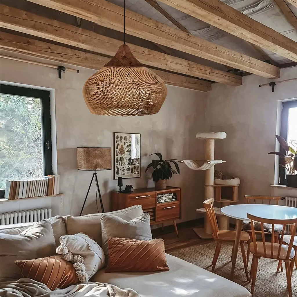 Pendelleuchte im Rattanstil für das Esszimmer | Desfino