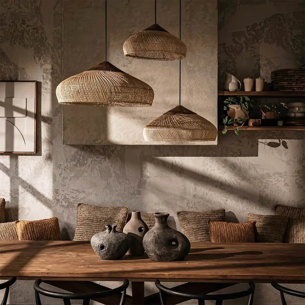 Pendelleuchte im Rattanstil für das Esszimmer | Desfino
