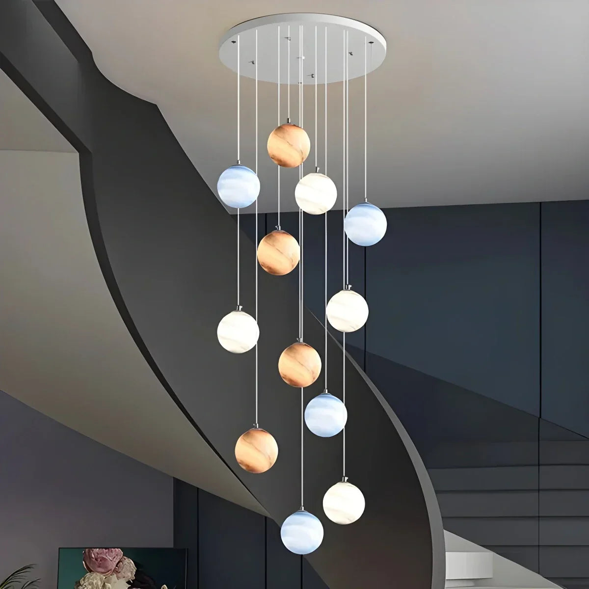 Moderner 3D-Himmelskronleuchter mit Mondmotiv für den Dachboden | Desfino