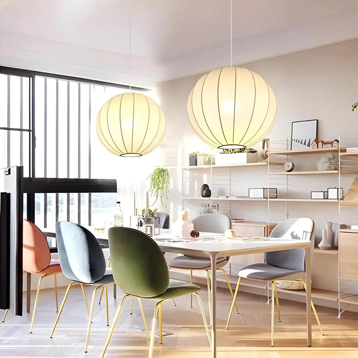 Vintage-LED-Pendelleuchte aus Seide in Laternenform | Desfino