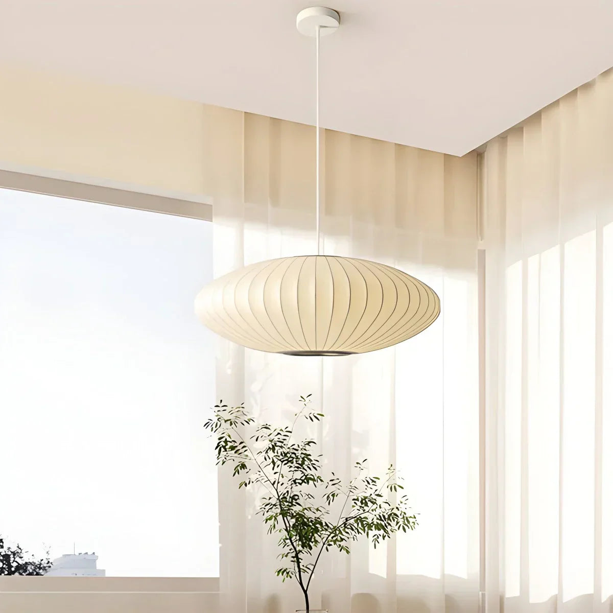 Vintage-LED-Pendelleuchte aus Seide in Laternenform | Desfino