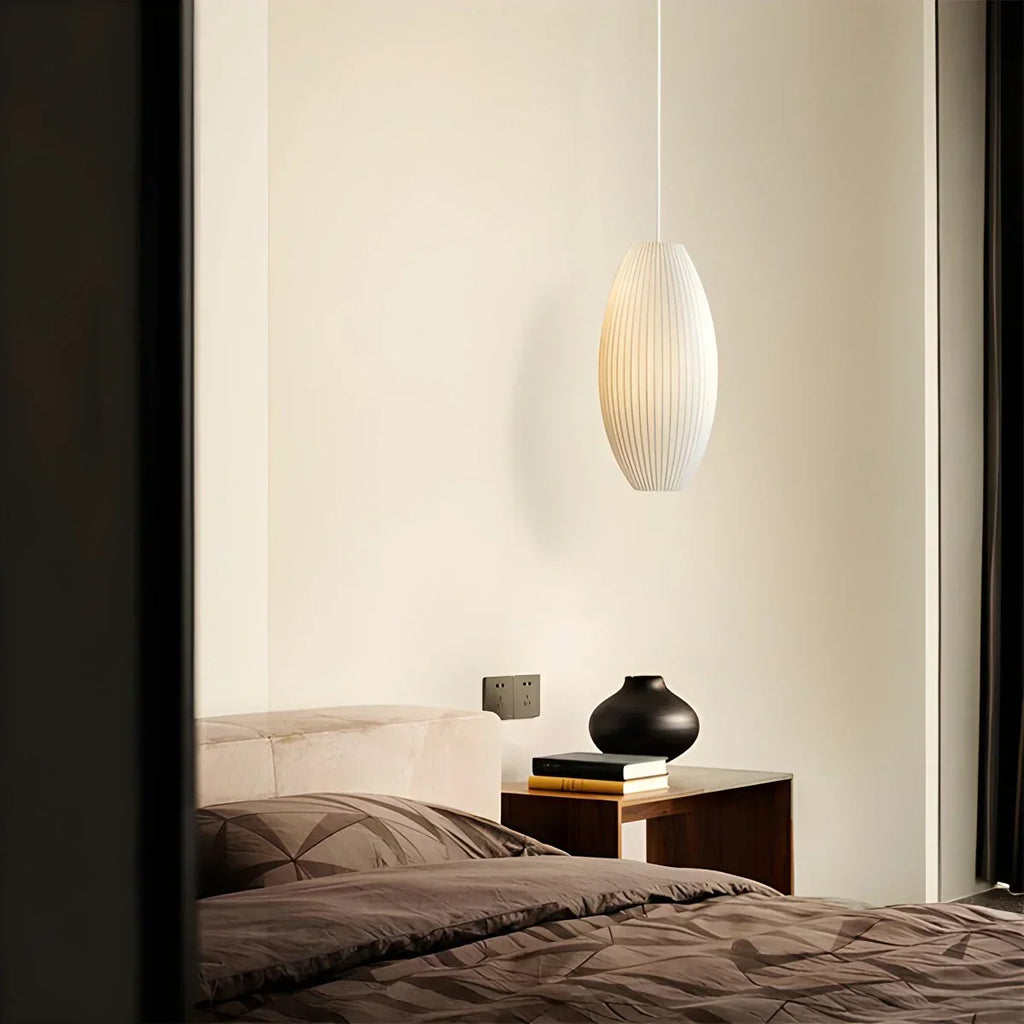Vintage-LED-Pendelleuchte aus Seide in Laternenform | Desfino