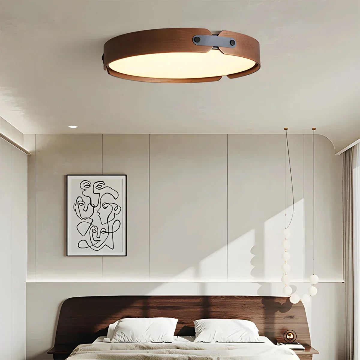 Nordic Wood Ceiling Light for Bedroom | Desfino