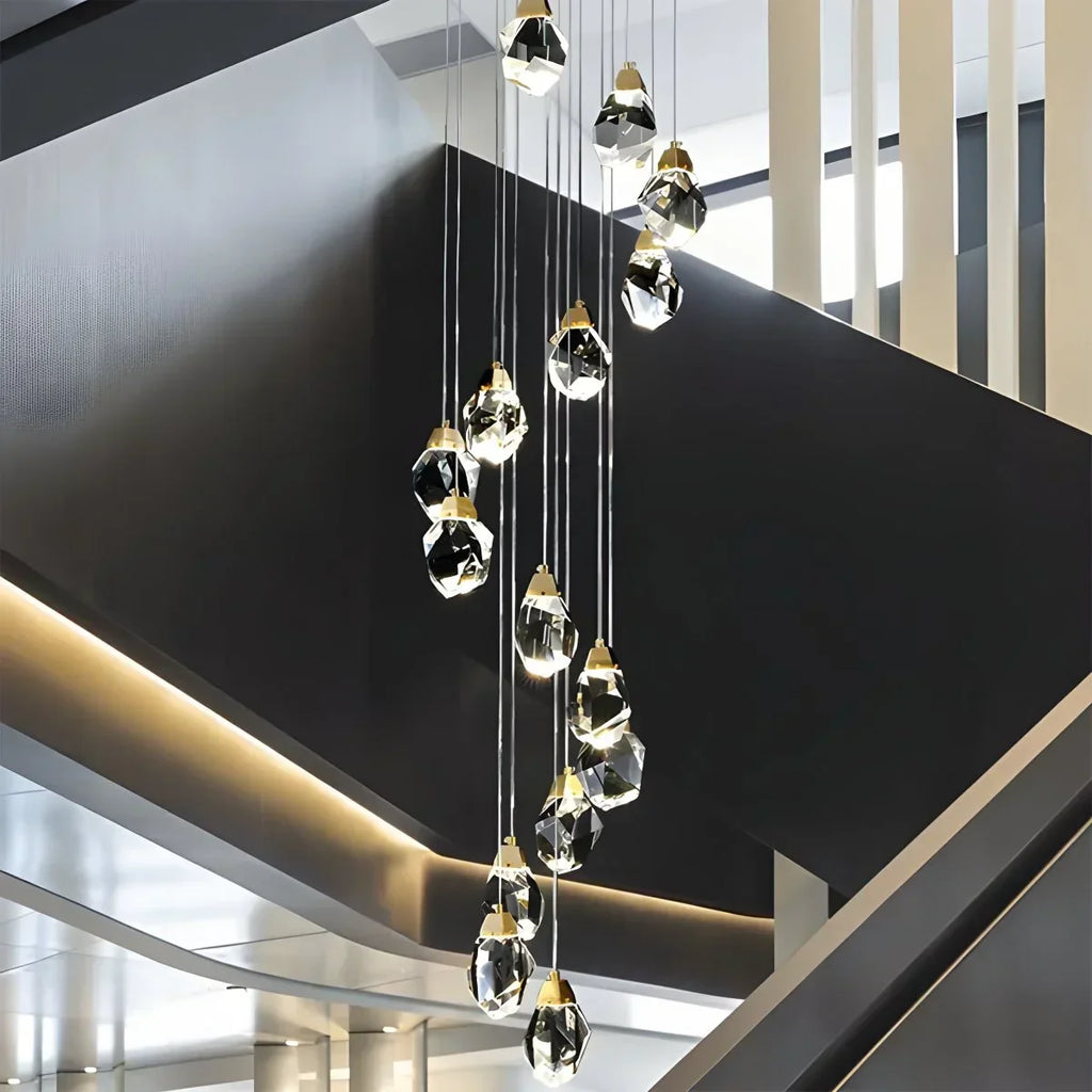 Rock Crystal Rain Chandelier for Living Room | Desfino