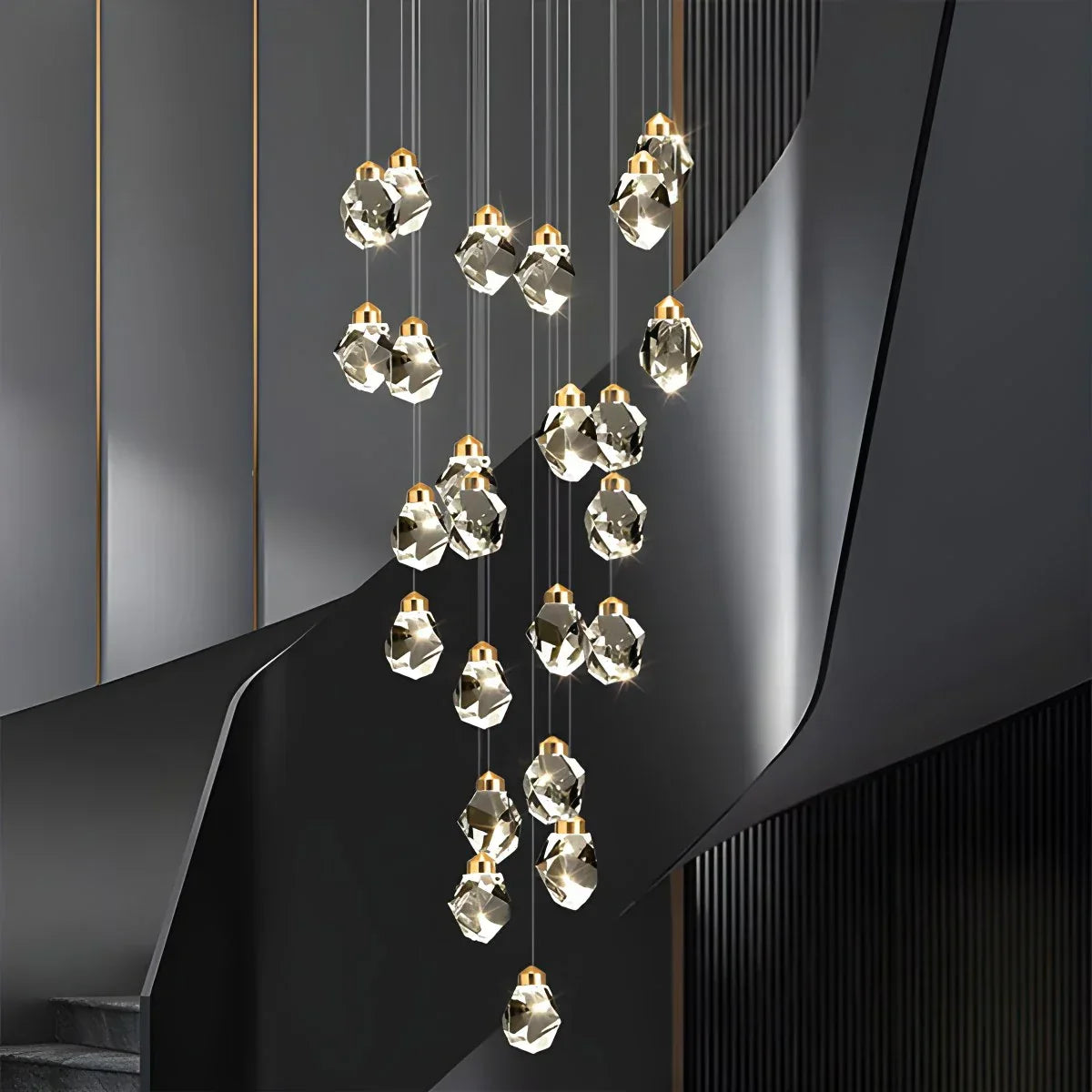 Rock Crystal Rain Chandelier for Living Room | Desfino