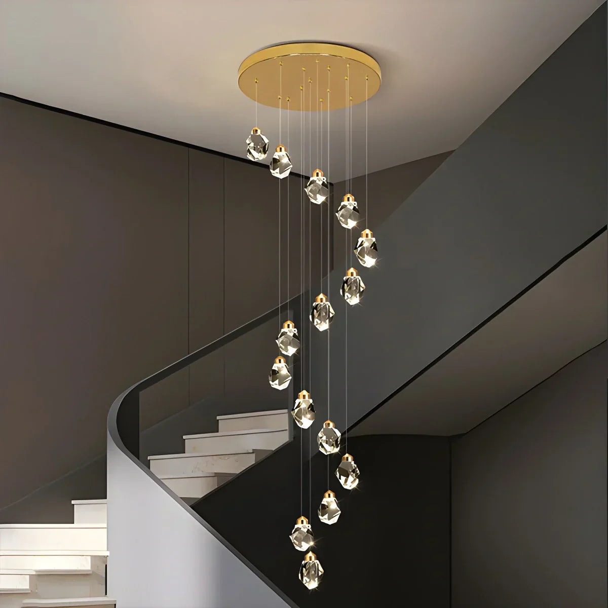 Rock Crystal Rain Chandelier for Living Room | Desfino