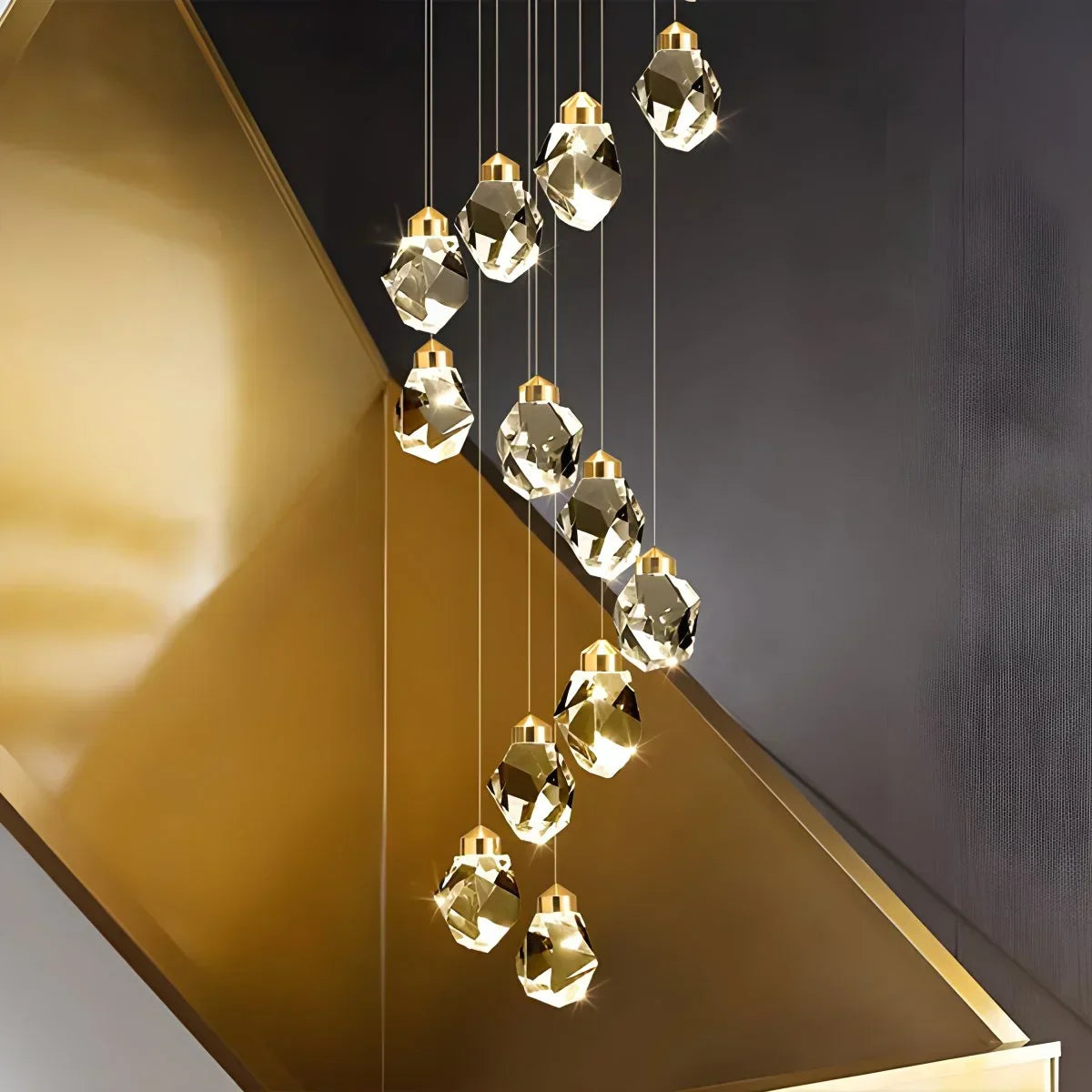 Rock Crystal Rain Chandelier for Living Room | Desfino