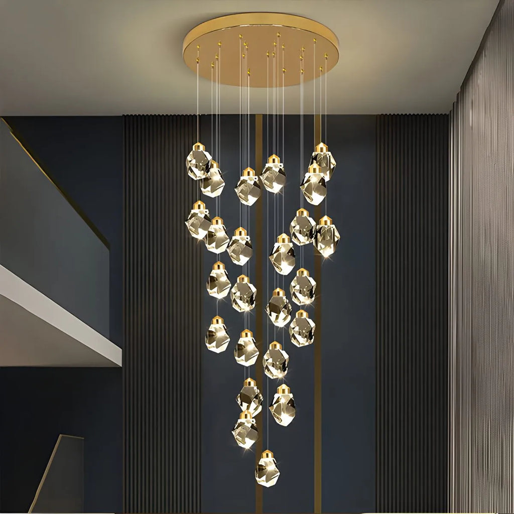 Rock Crystal Rain Chandelier for Living Room | Desfino