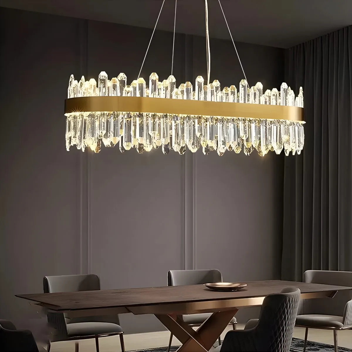 Round Oval Crystal Chandelier | Desfino