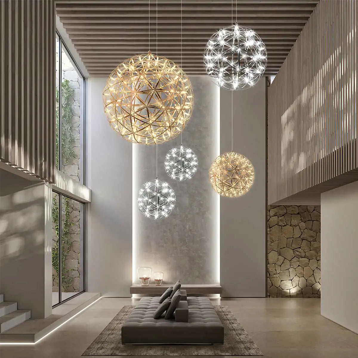 Silver Fire Ball Pendant Light for Dining Room | Desfino