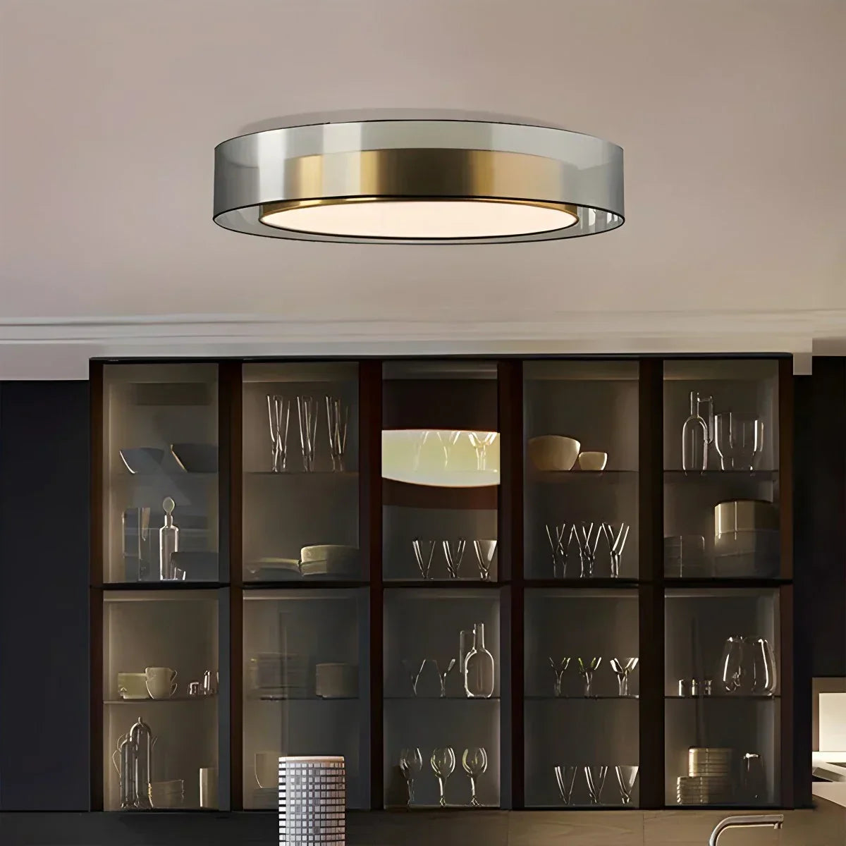 Simple Round LED Copper Pendant Light Ceiling Lamp | Desfino