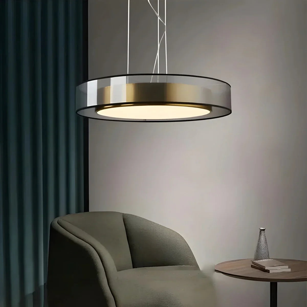 Simple Round LED Copper Pendant Light Ceiling Lamp | Desfino