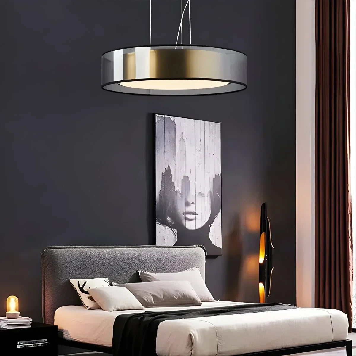 Simple Round LED Copper Pendant Light Ceiling Lamp | Desfino