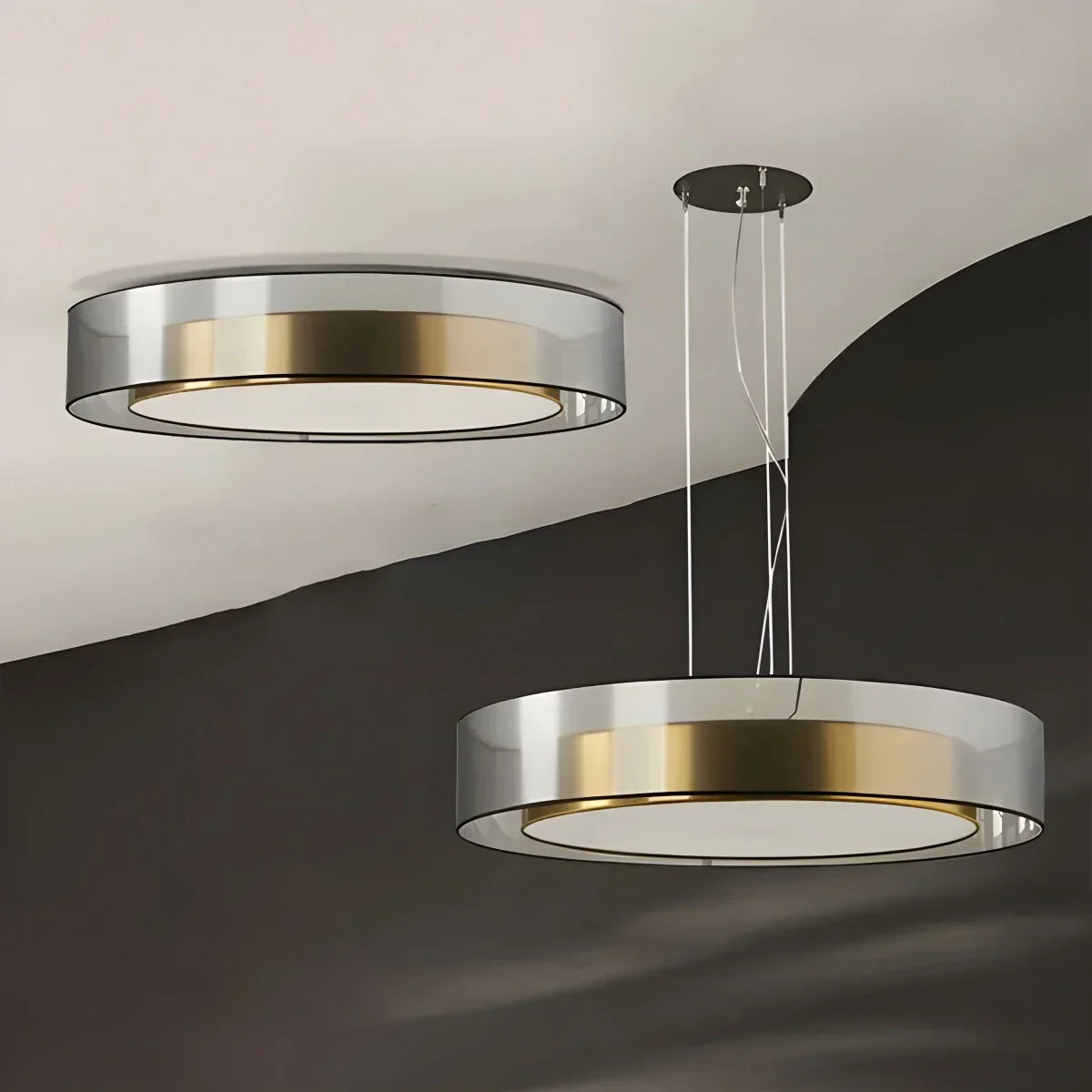 Simple Round LED Copper Pendant Light Ceiling Lamp | Desfino